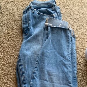 Good American Light Blue Ankle Crop Jeans